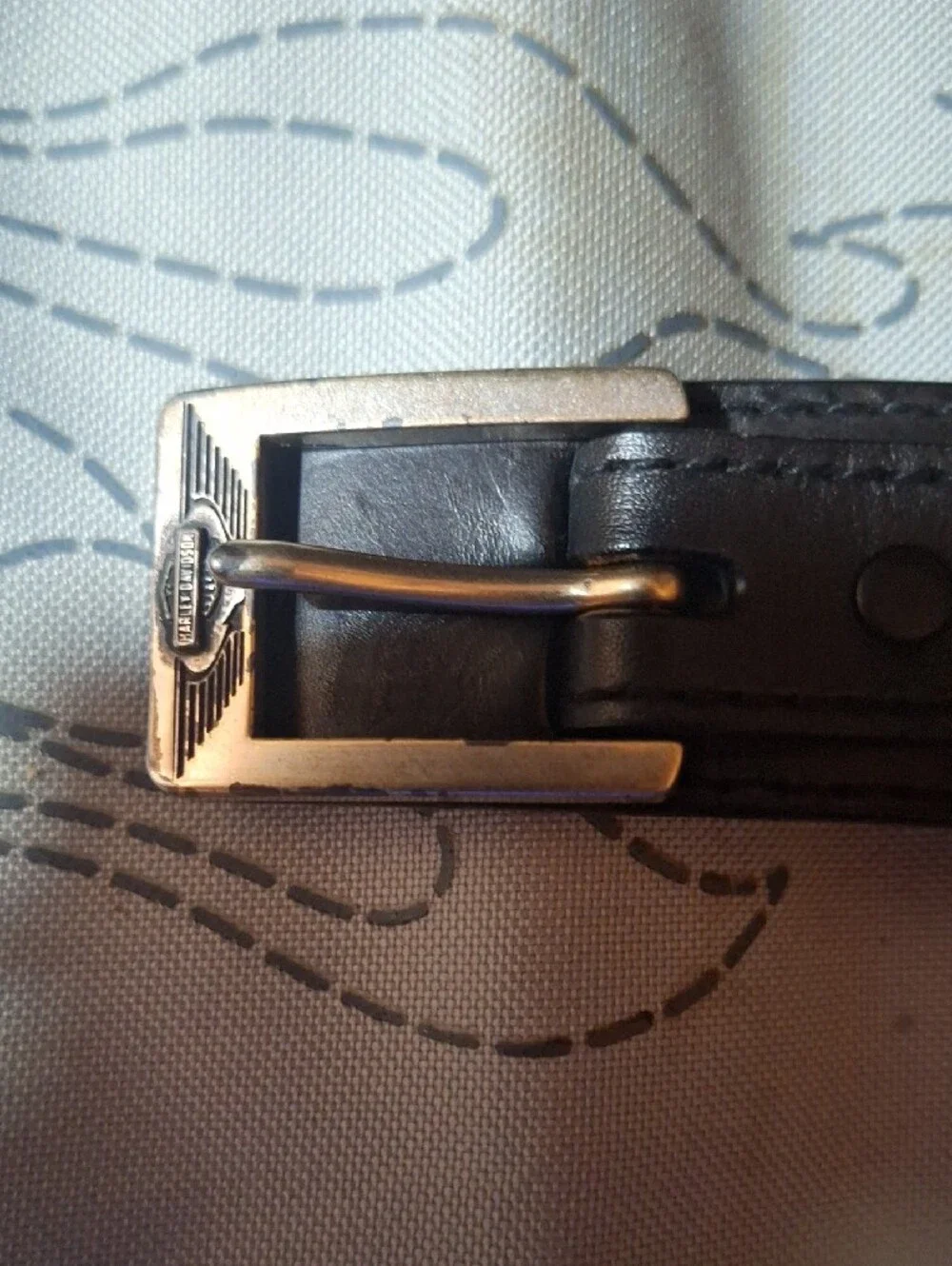 Harley-Davidson Man's Black Leather Belt with Silver Buckle